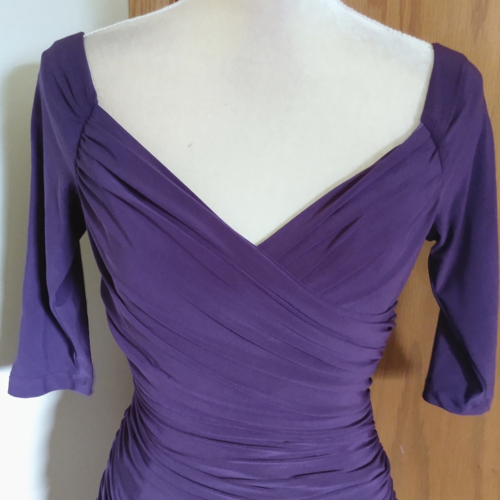 VGUC Pinup Couture Monica Purple Wiggle Dress No Zip S - Picture 3 of 5